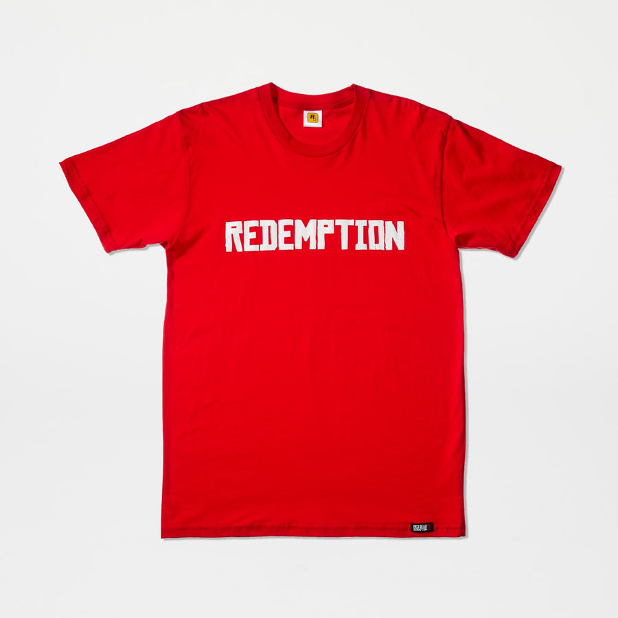 Maglietta REDEMPTION bianco su rosso