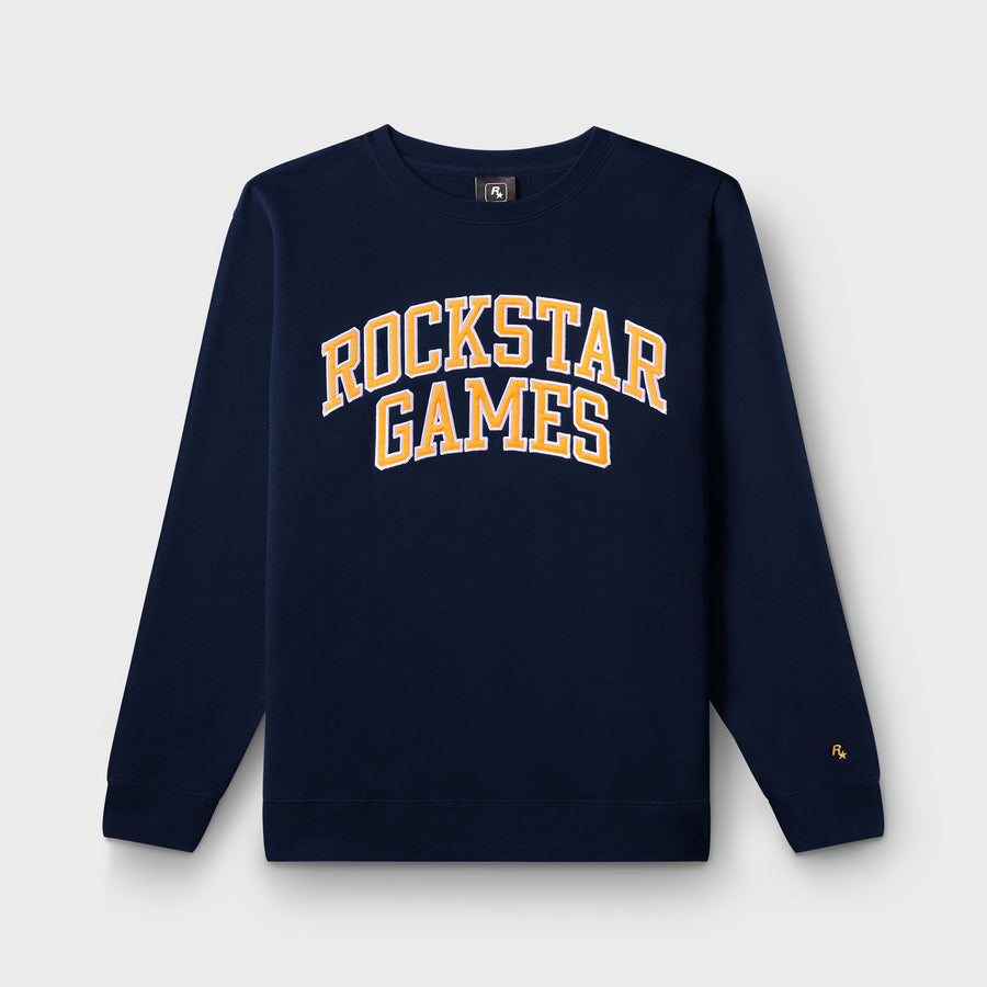 Felpa girocollo Varsity Rockstar Games blu navy
