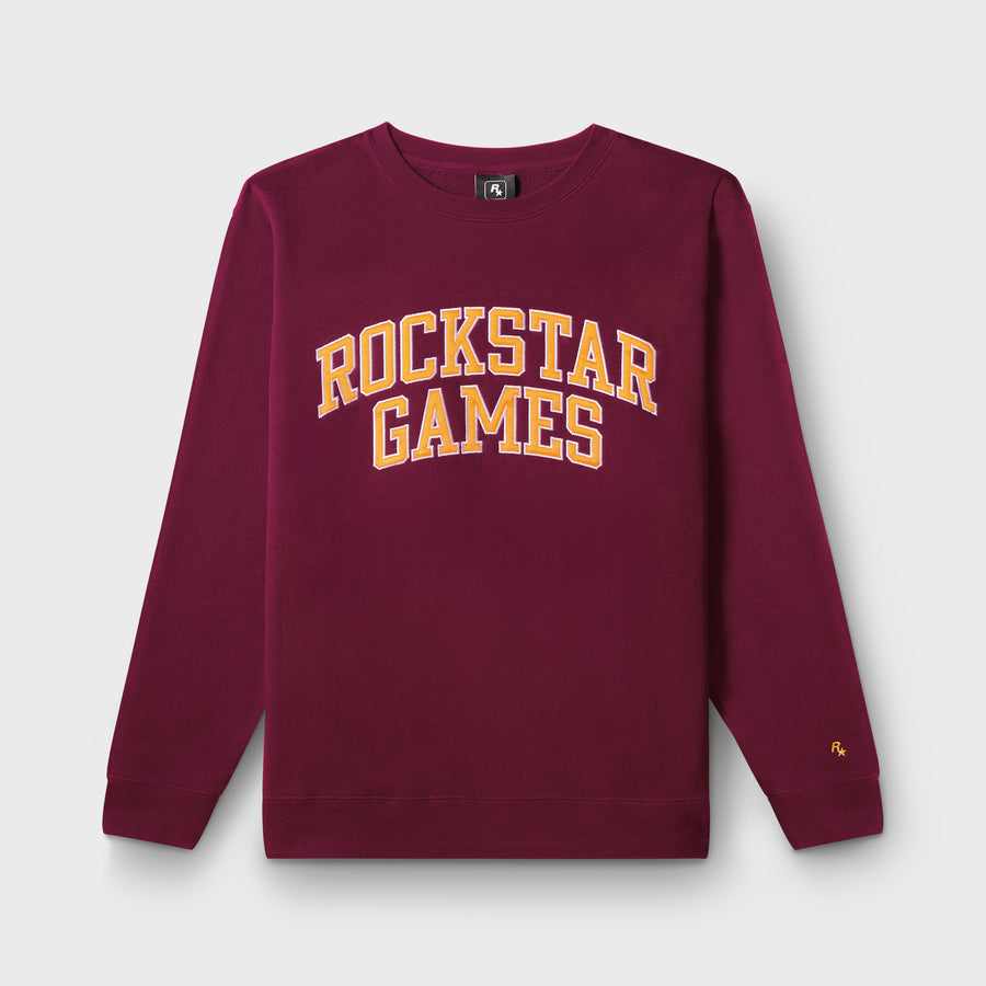 Felpa girocollo Varsity Rockstar Games rosso scuro